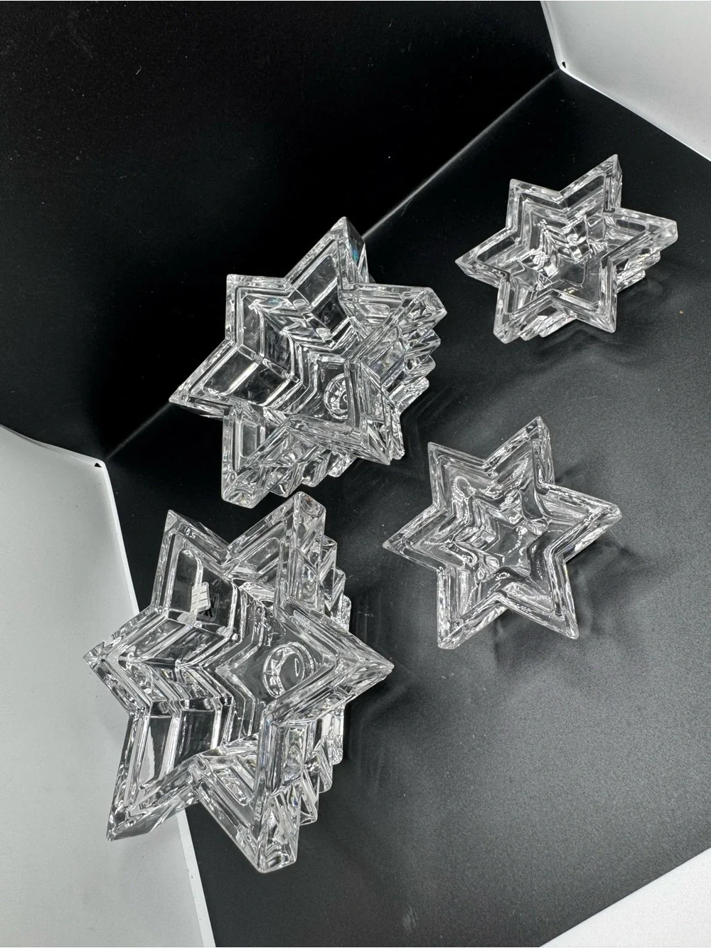 WMF Germany Lead Crystal Star of David Clear Star-Shaped Glass candle holder